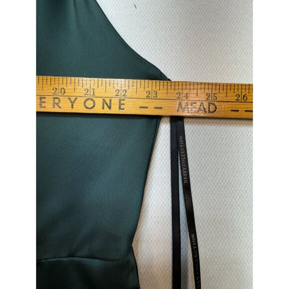 Dessy Collection Women's Satin Cowl Neck Bridesmaid Maxi Dress Size 22 W Green - Picture 9 of 12